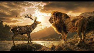 Lion Hunting Scene in 4k HD Wallpaper