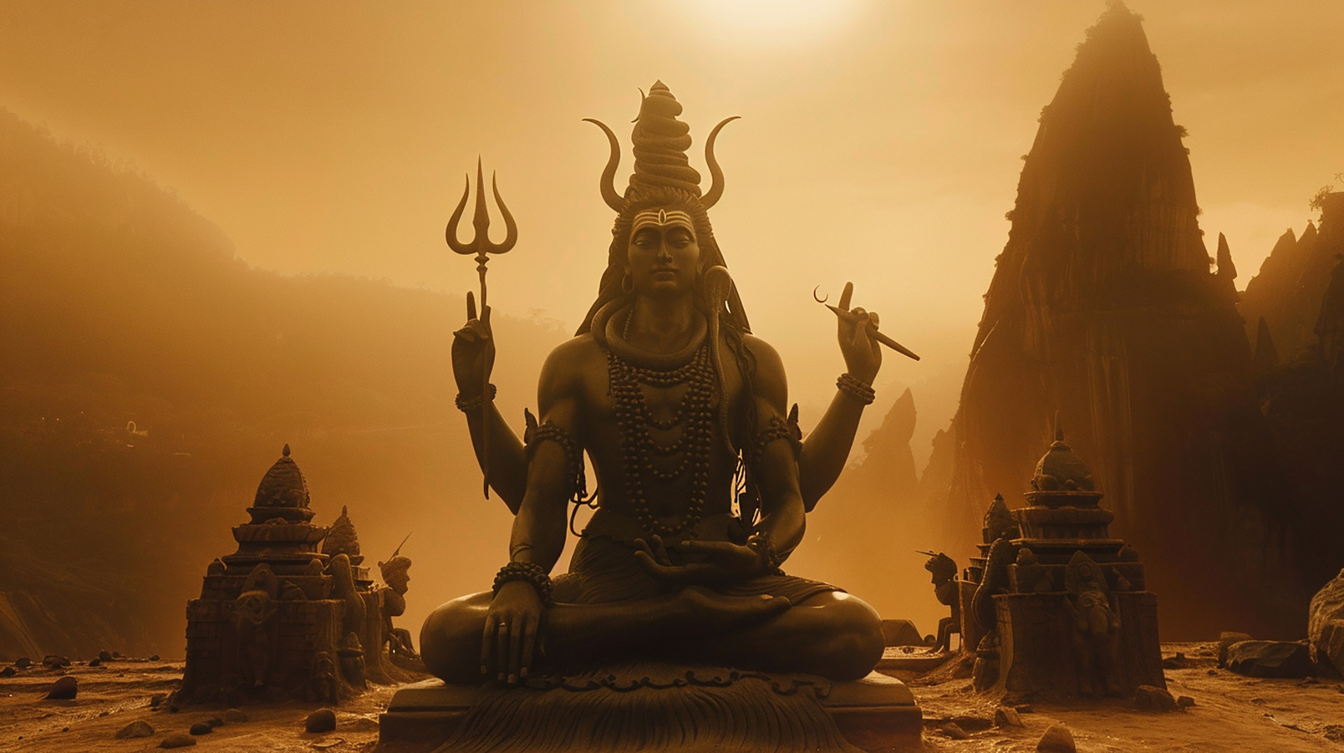 Tranquil Lord Shiva: 1920x1080 Digital Background