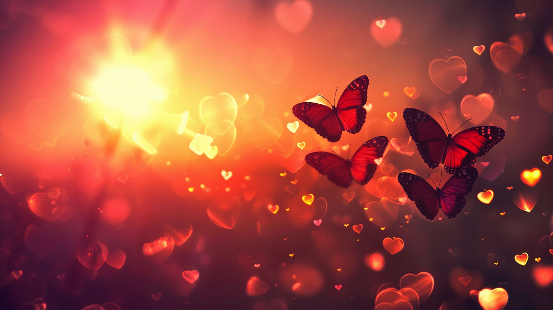 Amour in Flight: Love Butterflies Digital Background