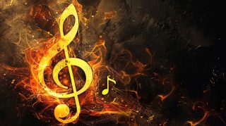 Rhythmic Symphony: AI Music HD Desktop Background