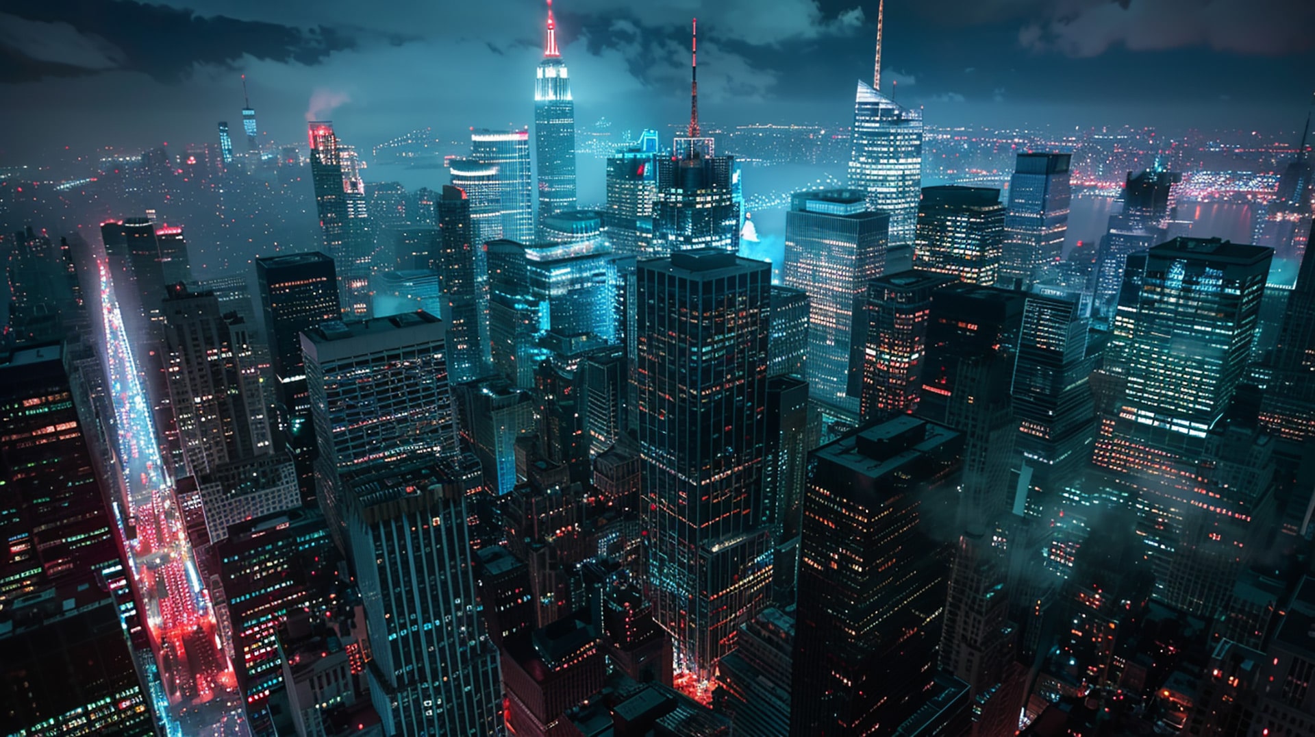 Digital Downtown: 8K Wallpaper of NYC in 2100