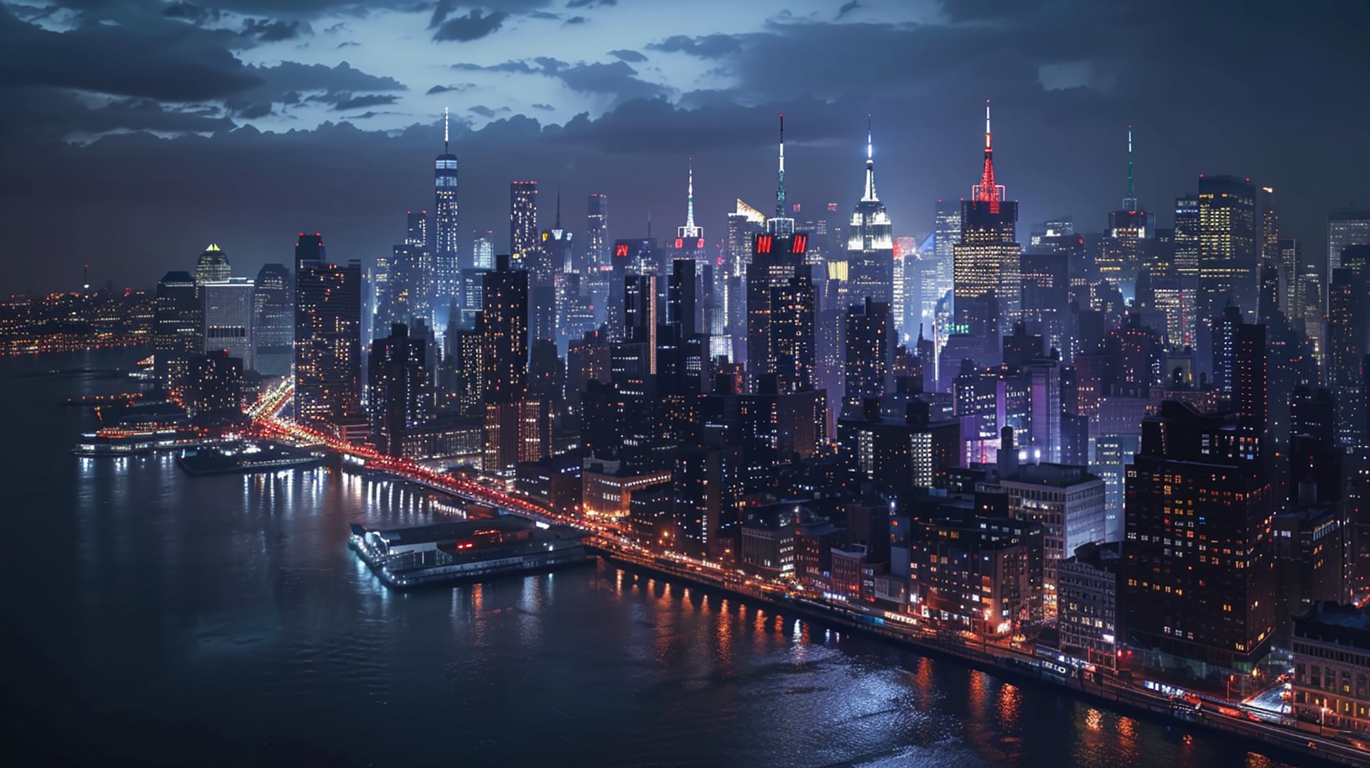 Neo-Manhattan Dreamscape: 4K Wallpaper of Future NYC