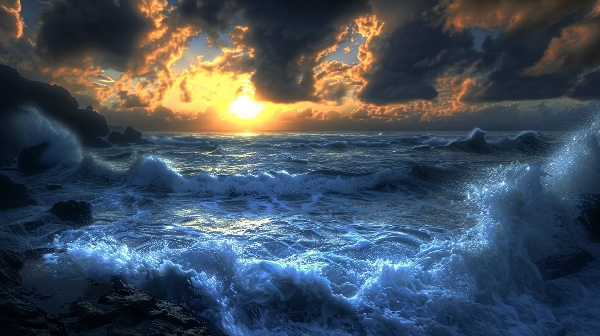 Peaceful Ocean Sunrise Digital Background