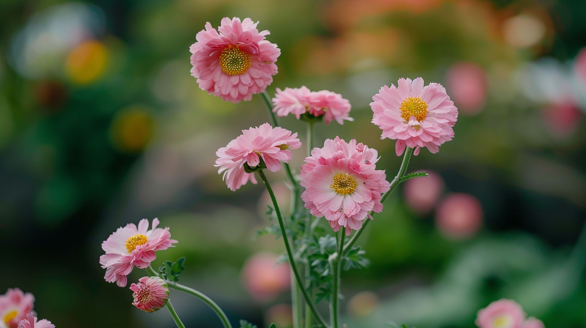 Tranquil Japanese Garden with Pink Flowers