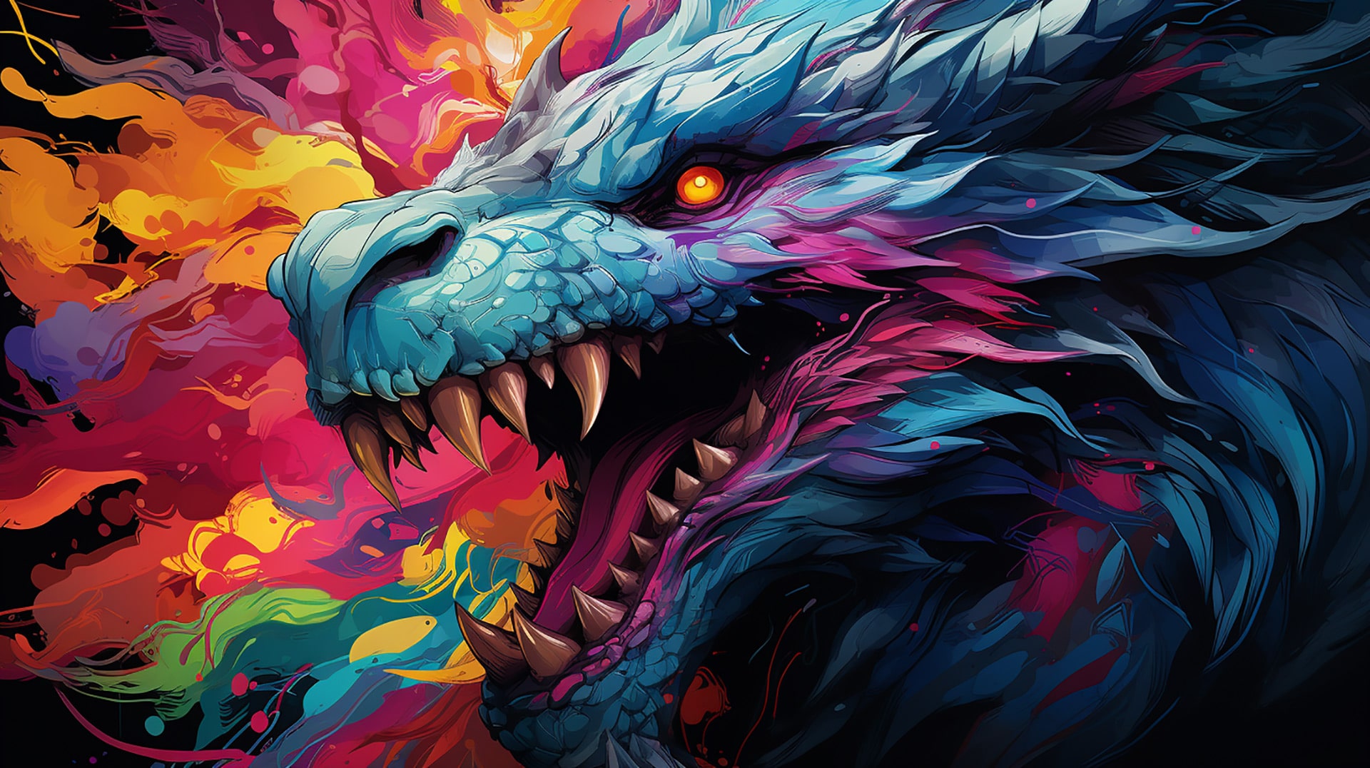 Retro Dragon Rapture: Pop Art Wallpaper for PC