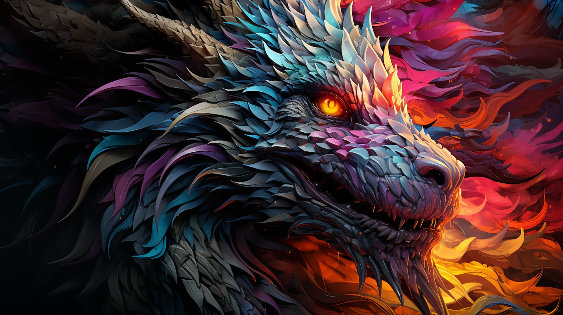 Pop Dragon Paradise: Colorful Pop Art Wallpaper