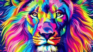 Colorful Pop Art Lion Digital Background