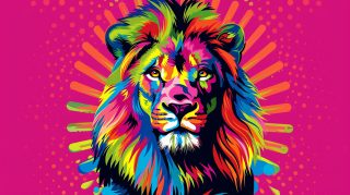 Vibrant Pop Art Lion AI Image Wallpaper