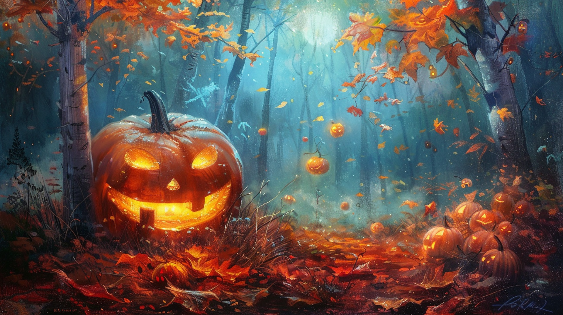 Pumpkin Lantern: HD Digital Background for Desktop