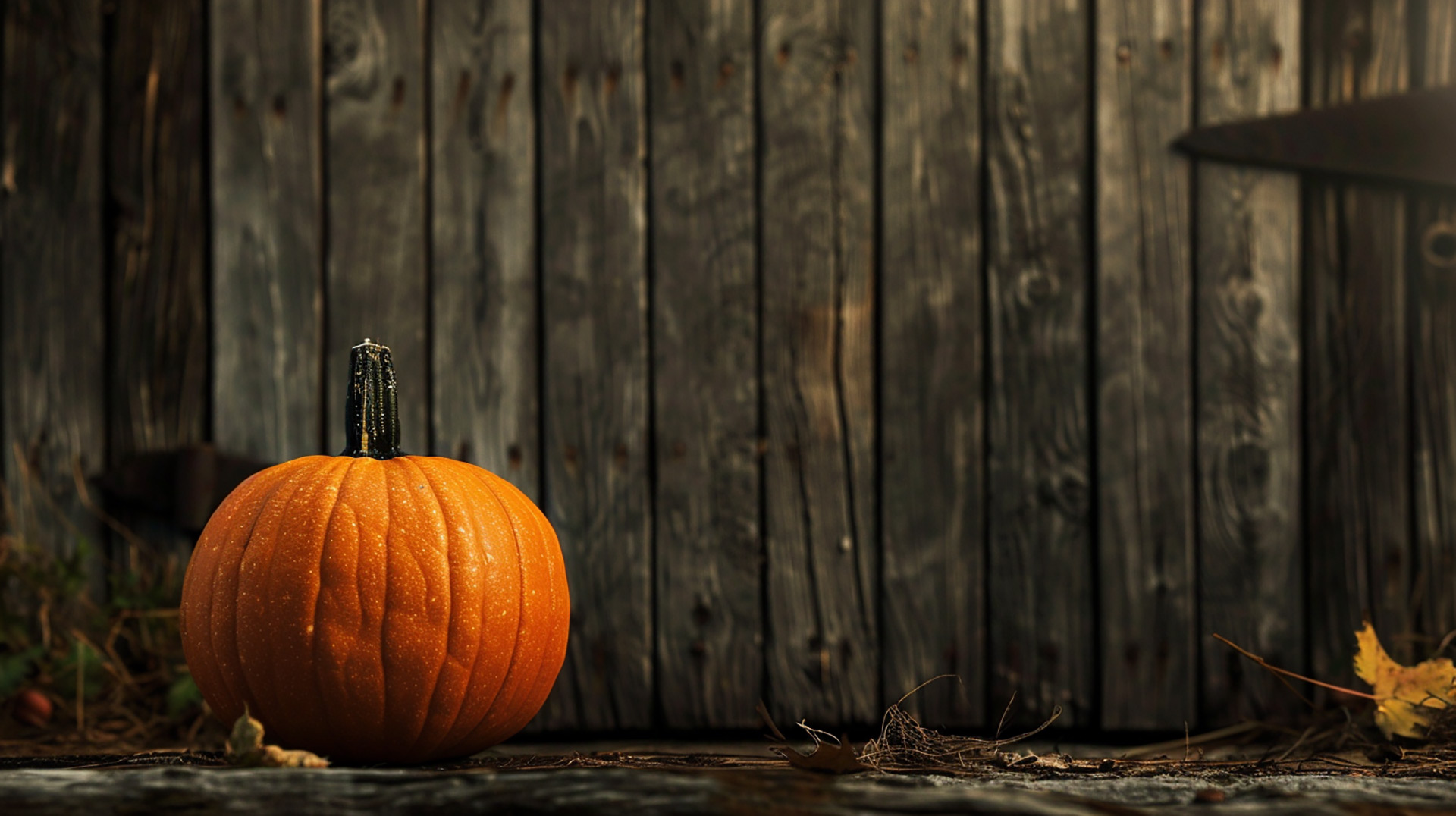 Pumpkin and Autumn Leaves: AI Image Desktop Background