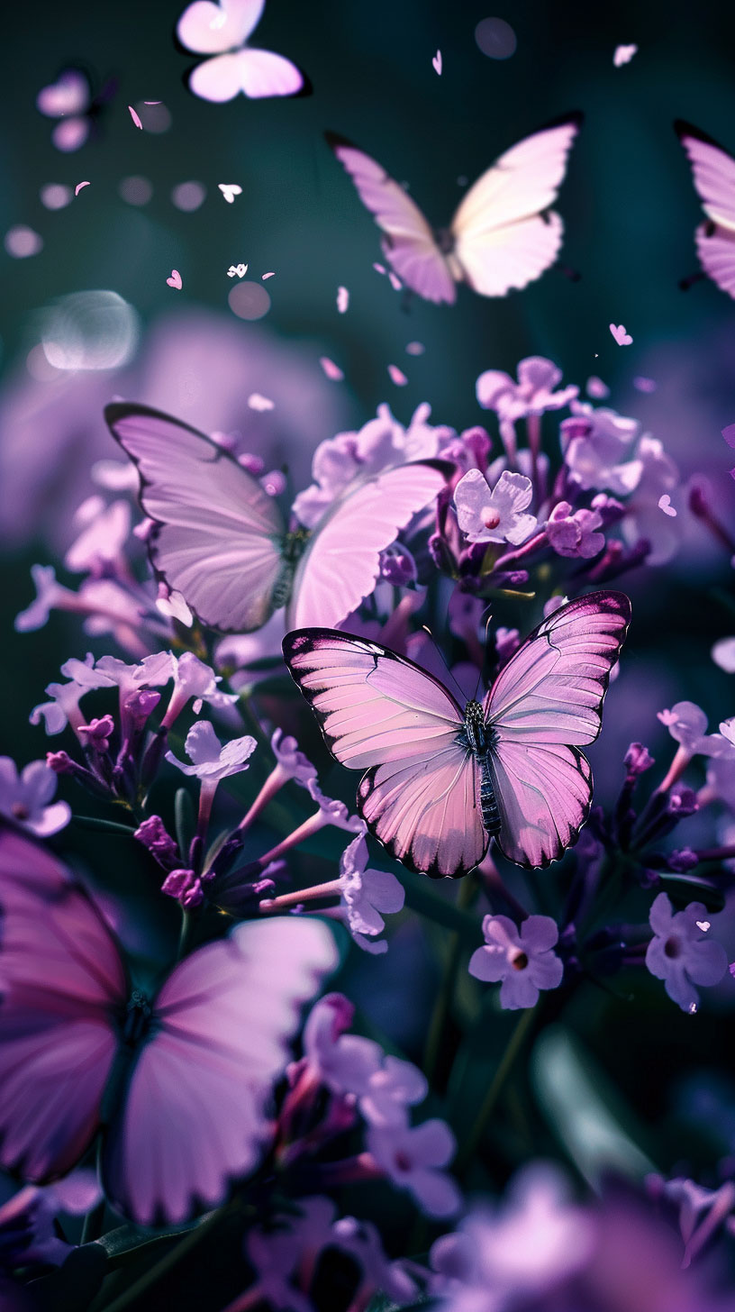 Purple Butterflies with Sparkling Wings