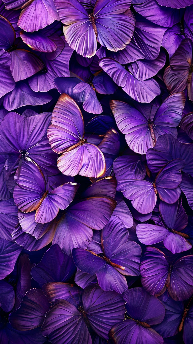 Dreamy Purple Butterflies in a Fantasy Forest