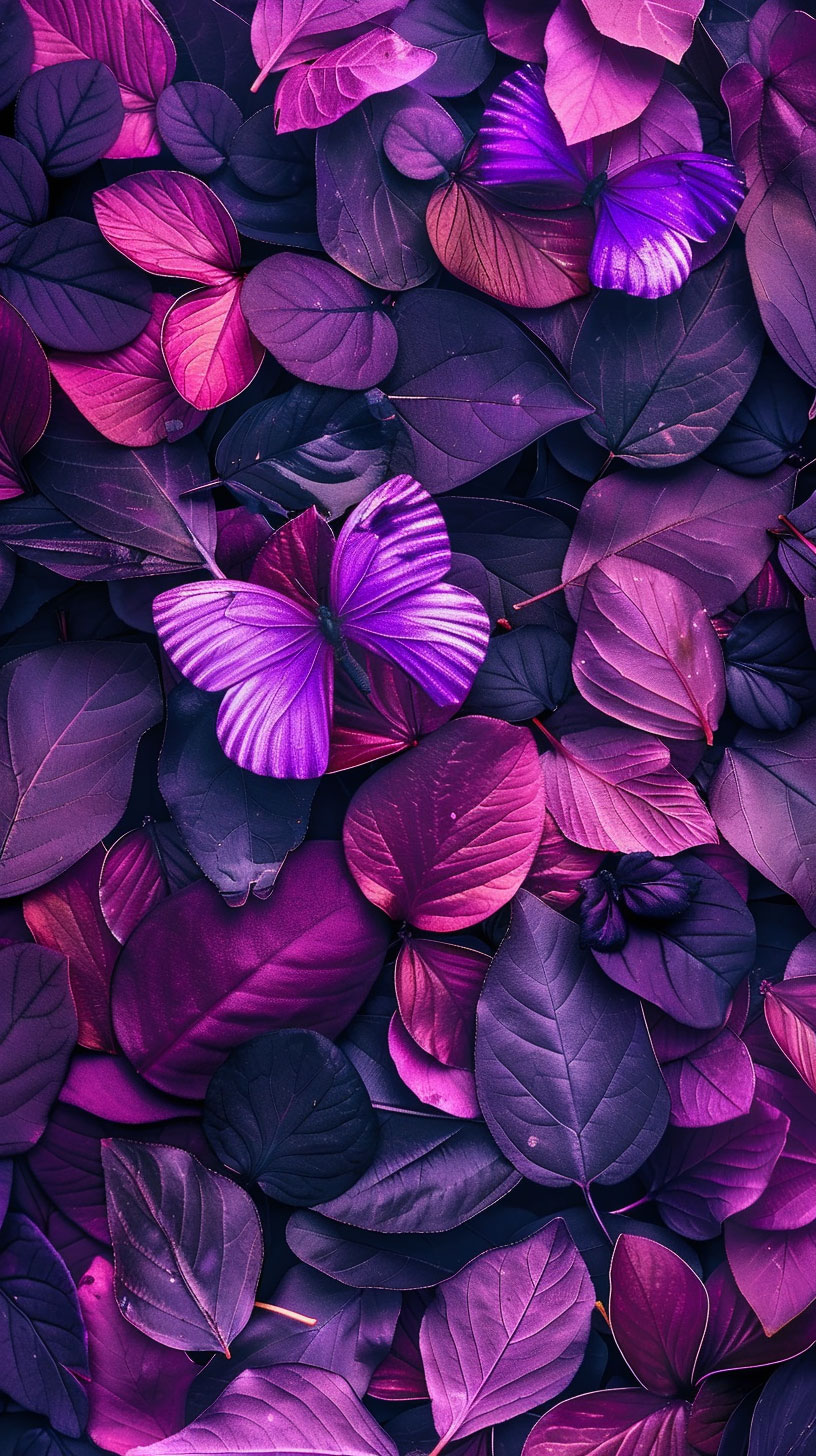 Elegant Purple Butterflies on Violet Flowers