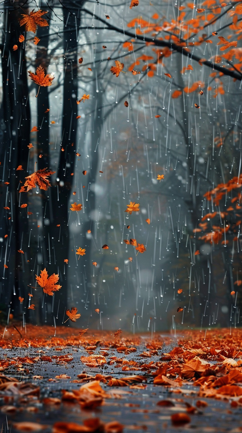 Pitter Patter Palette: Rainy Day Autumn iPhone Background