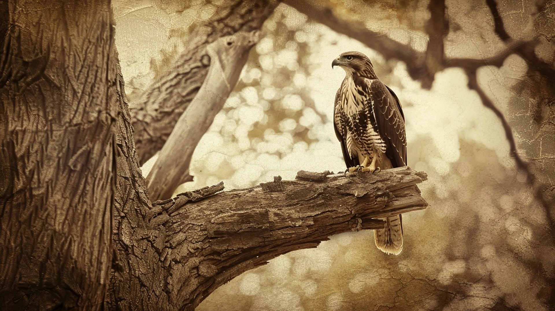 Digital Predator: Bird Raptor AI Desktop Wallpaper