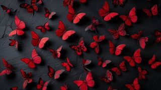 Fiery Elegance: Red Butterflies Digital Background