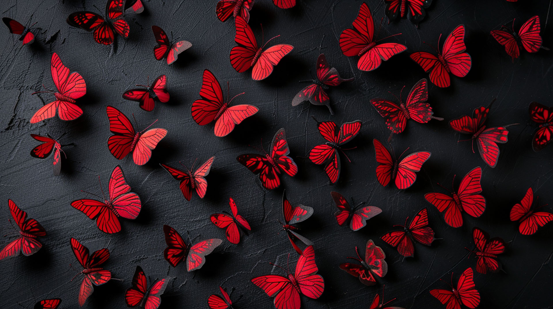 Fiery Elegance: Red Butterflies Digital Background