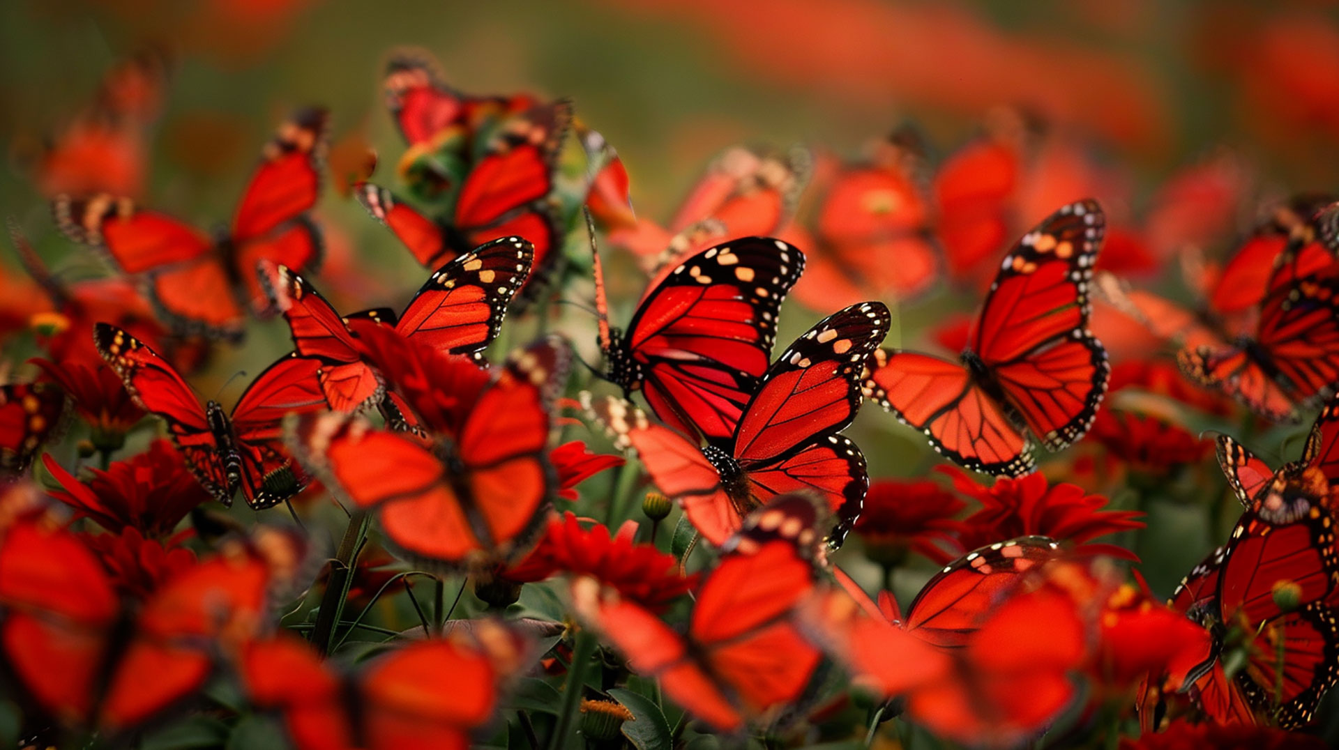 Ruby Flutter: Red Butterflies Wallpaper For Desktop