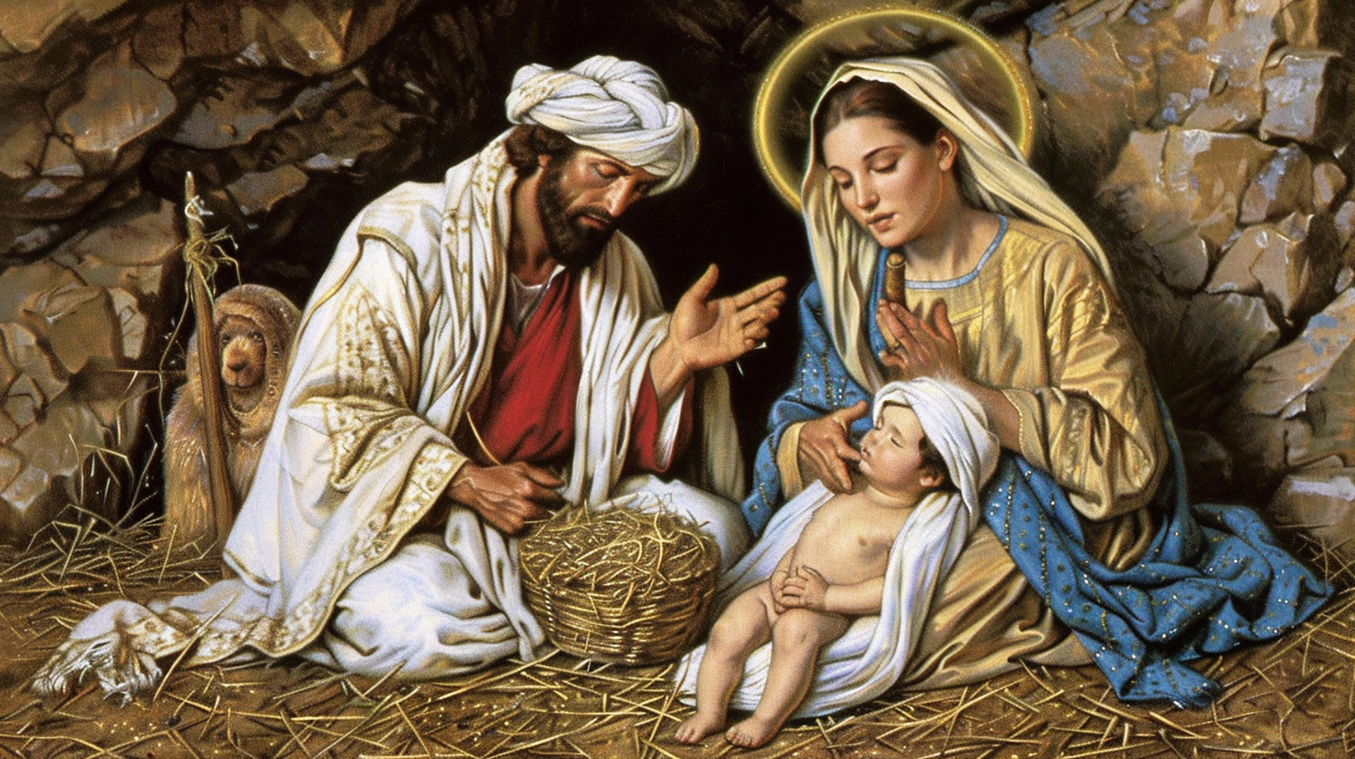 Holy Night: Serene Religious Christmas Desktop Background