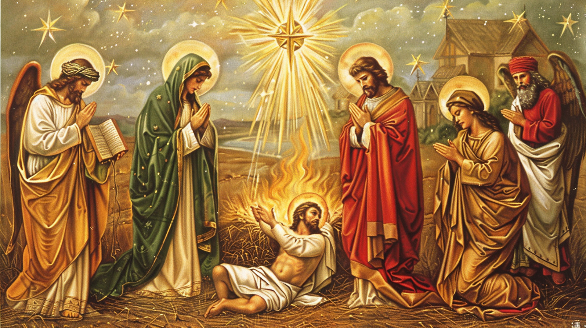 Spiritual Joy: Reverent Religious Christmas Wallpaper