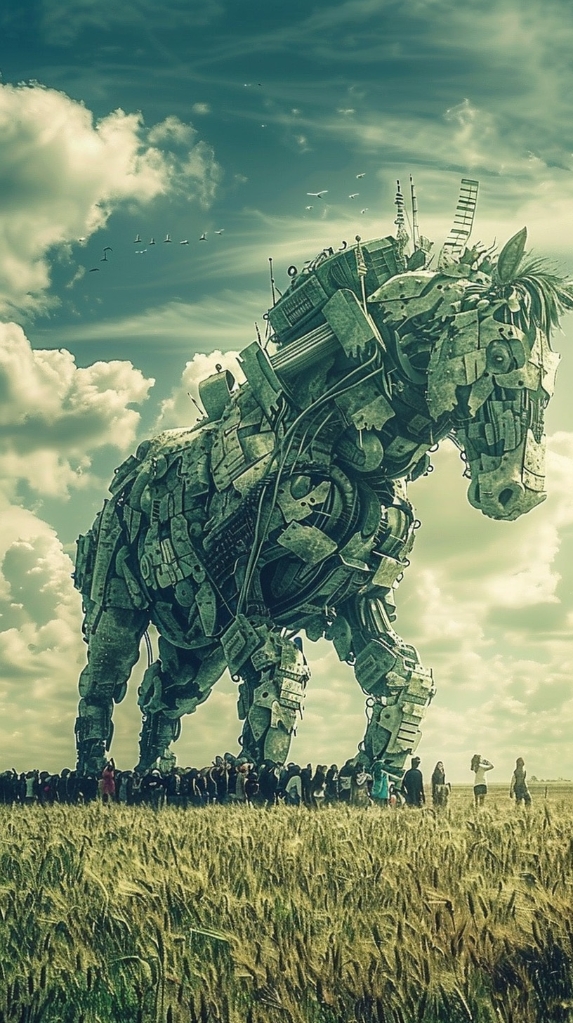 Sleek Robotic Horse in Motion: HD Wallpaper