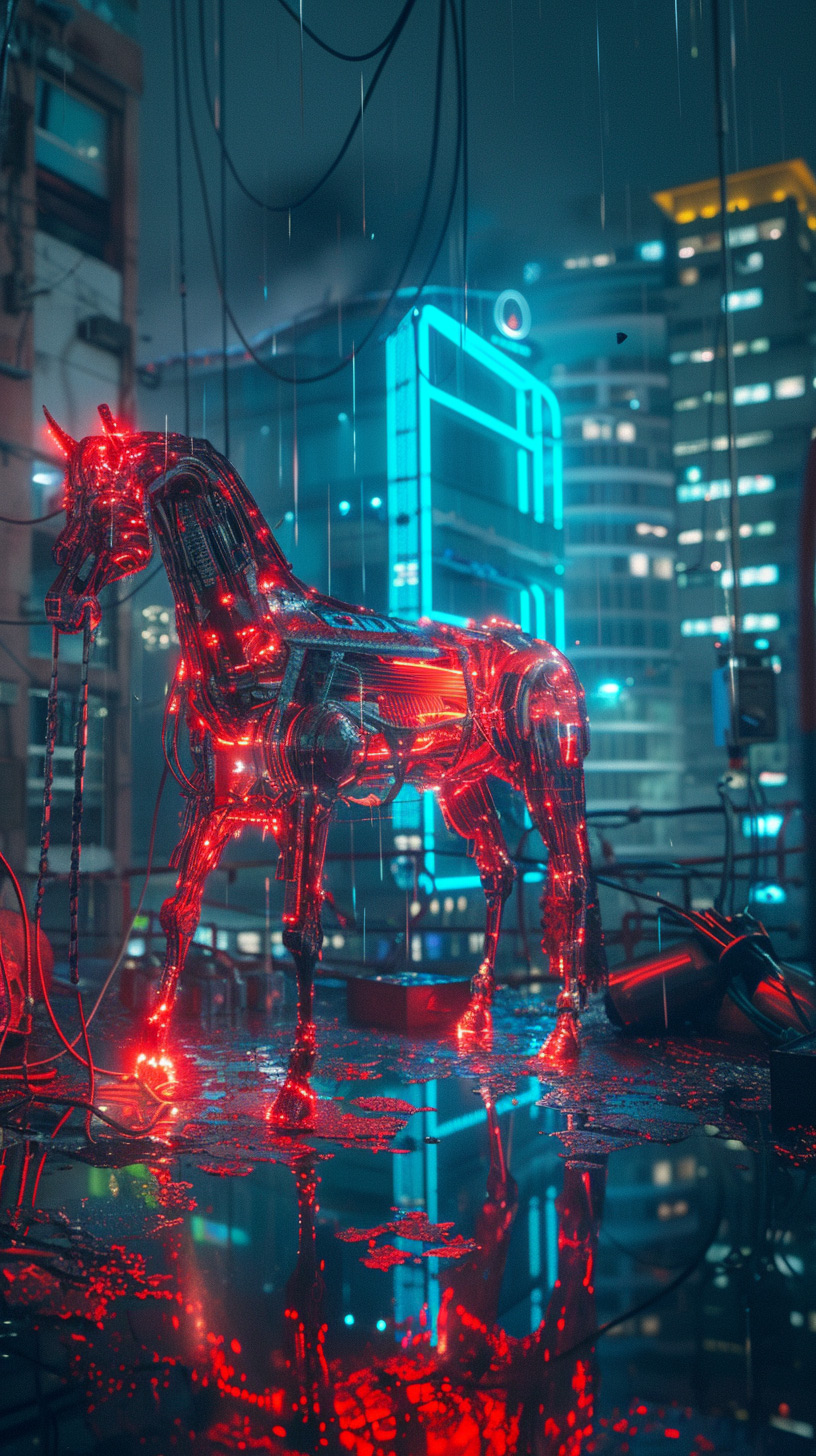 Cybernetic Horse: Ultra HD AI Image for Desktop
