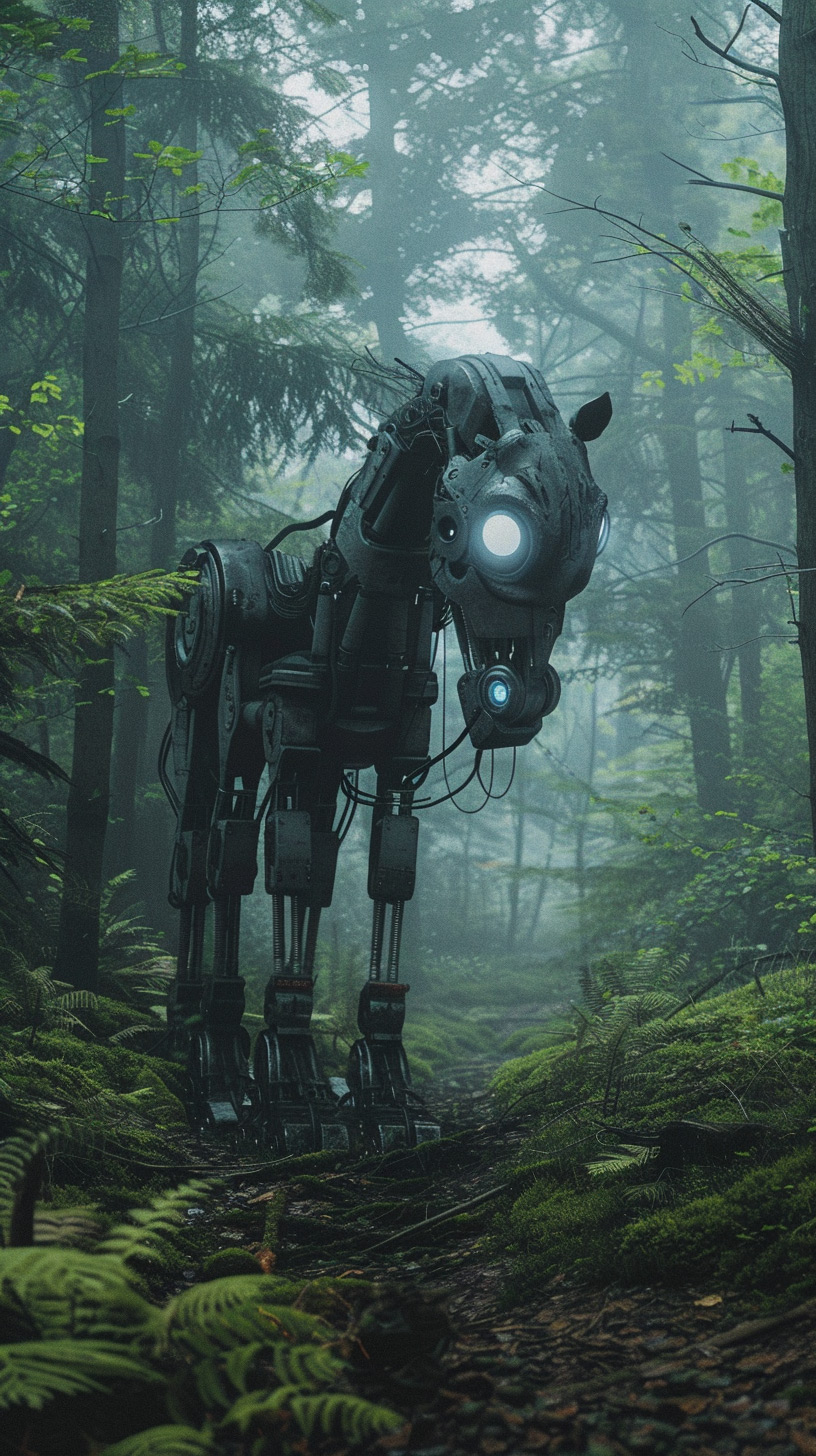 AI-Enhanced Horse: High-Tech 16:9 Desktop Background