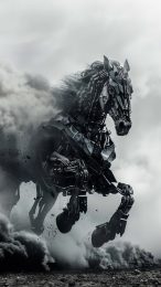 Mechanical Horse with Glowing Eyes: HD Pics