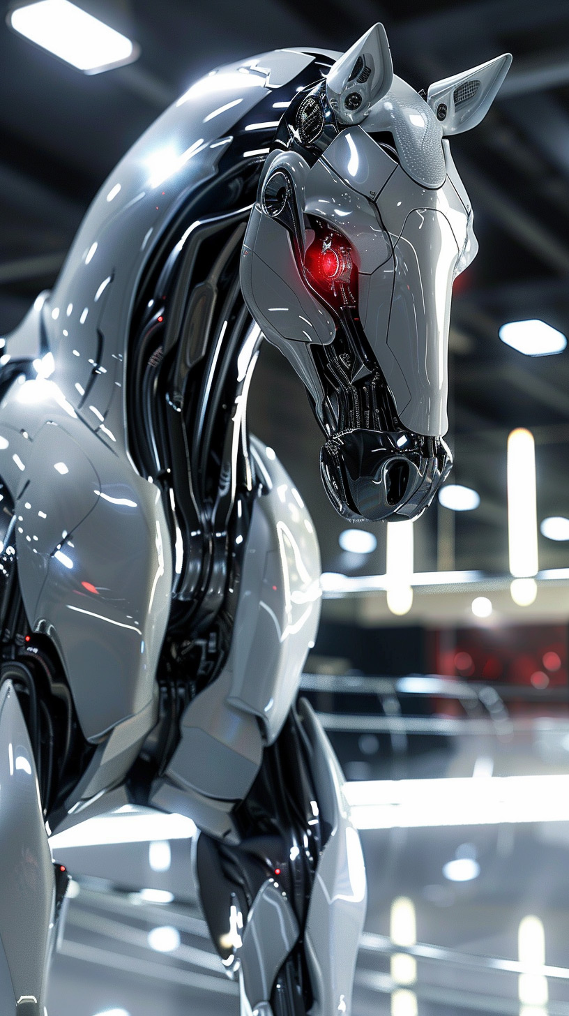 High-Tech Horse with LED Patterns: Download HD Wallpaper