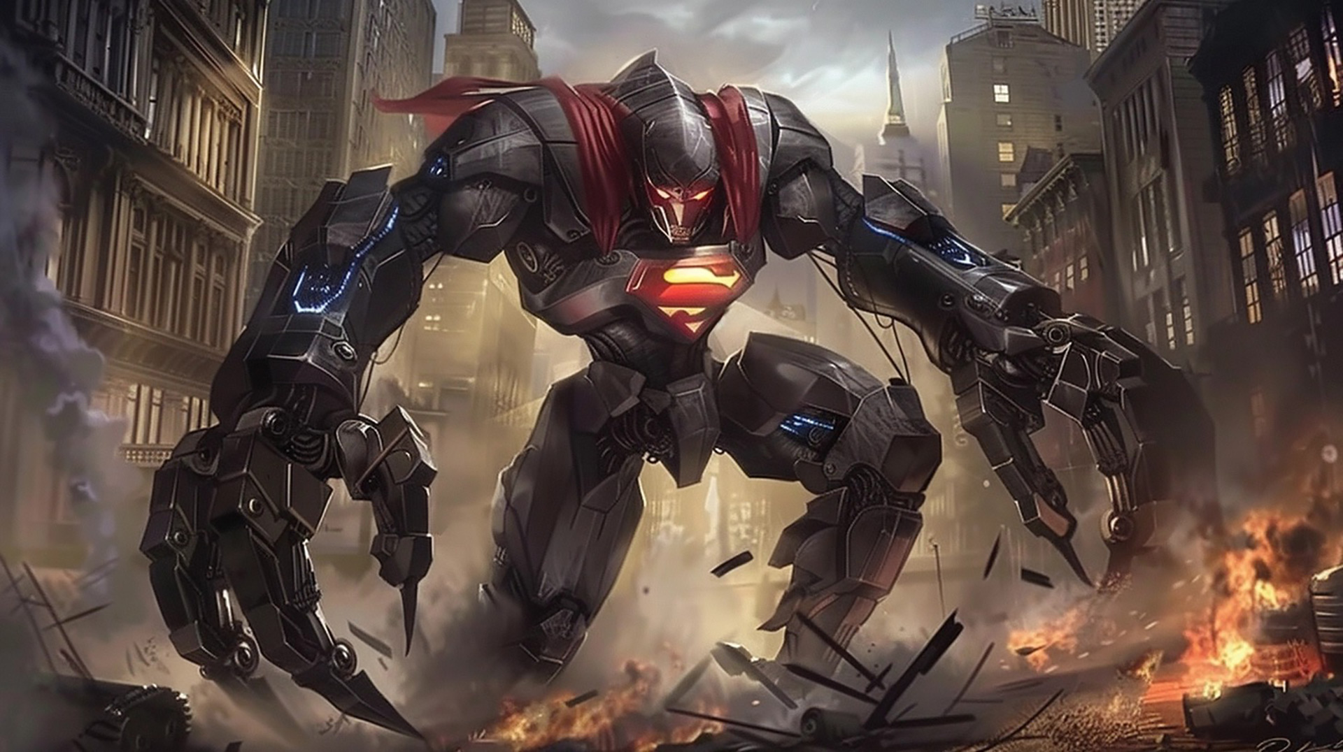 Metallic Guardian: Robot Superman HD Desktop Backgrounds