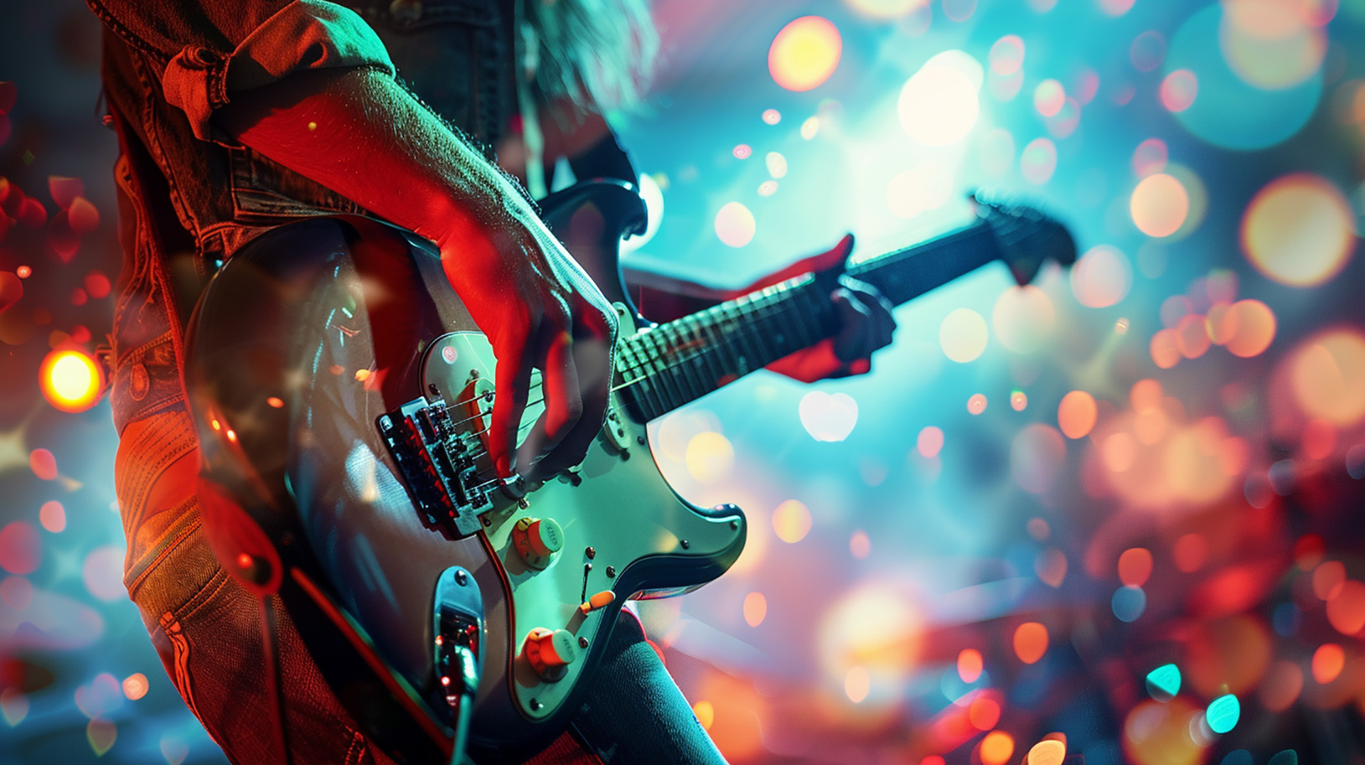 Stage Lights: AI Rock Music Desktop Image