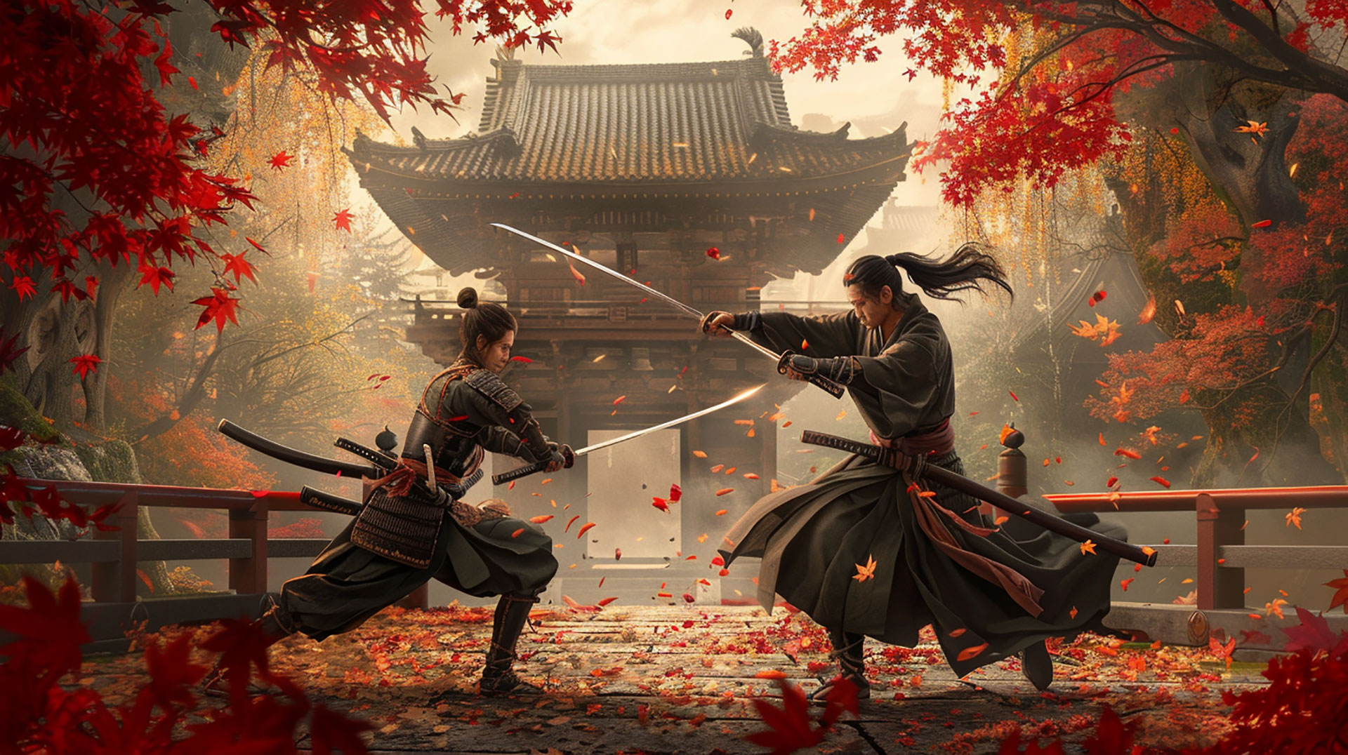 Samurai Fight AI Image: HD Desktop Wallpaper