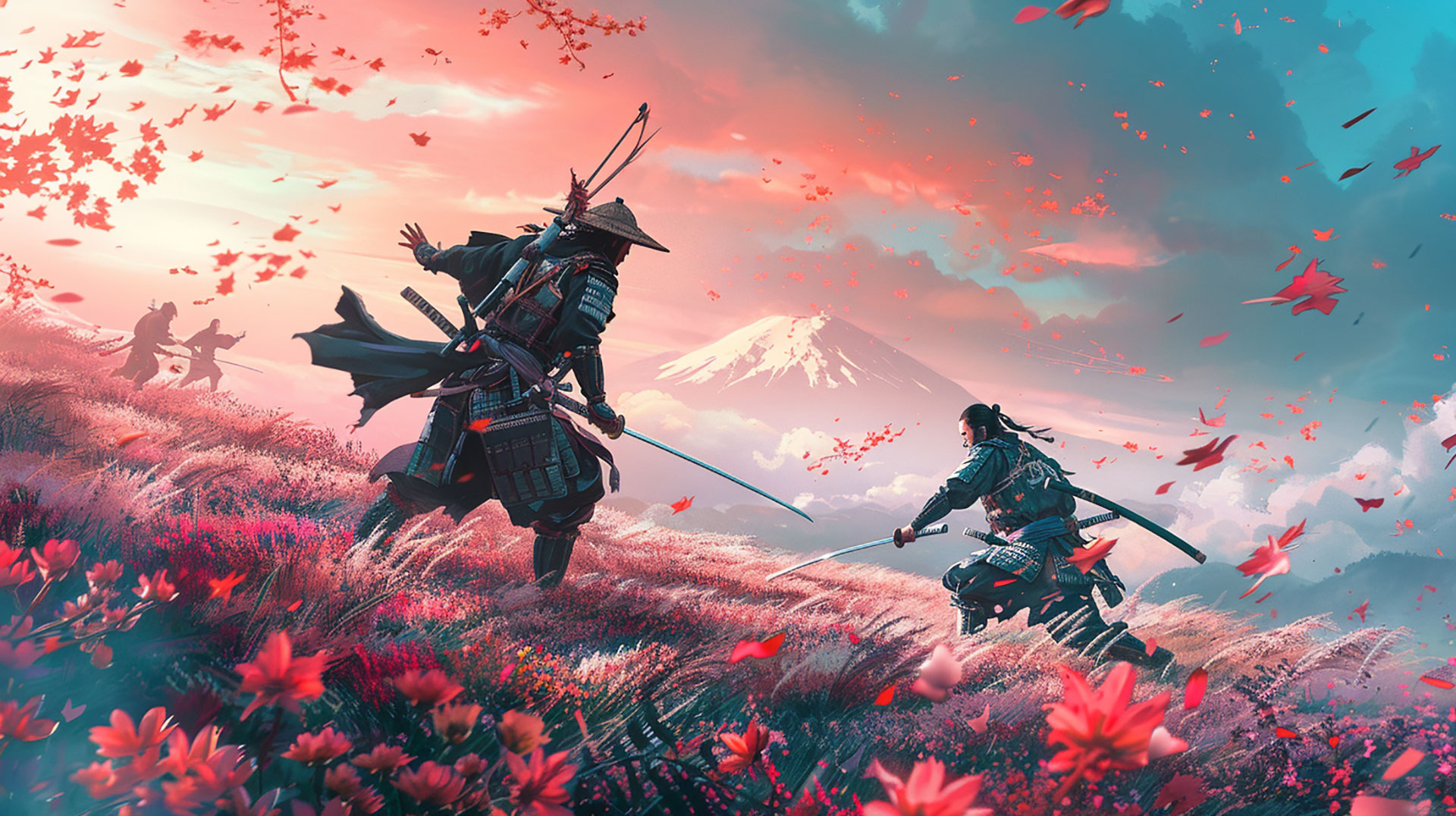 Samurai Fight AI Image: High-Quality Desktop Wallpaper