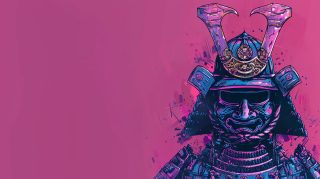 AI Samurai Pop Art: 4K Desktop Background Image