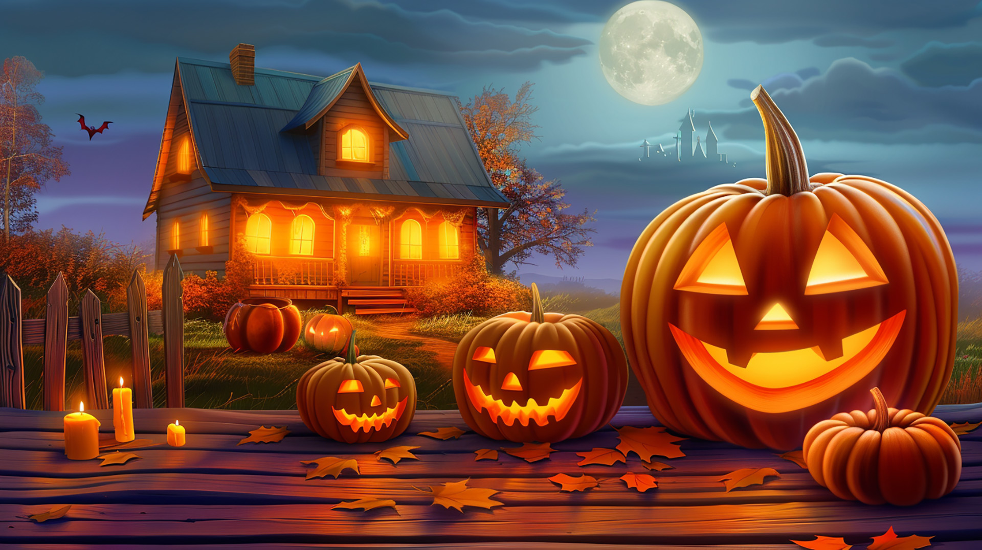 Gothic Halloween Scenes: Free Desktop Wallpaper