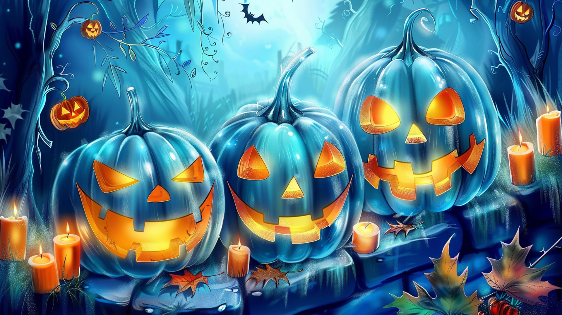 Dark Creepy Halloween Forest: HD Wallpaper