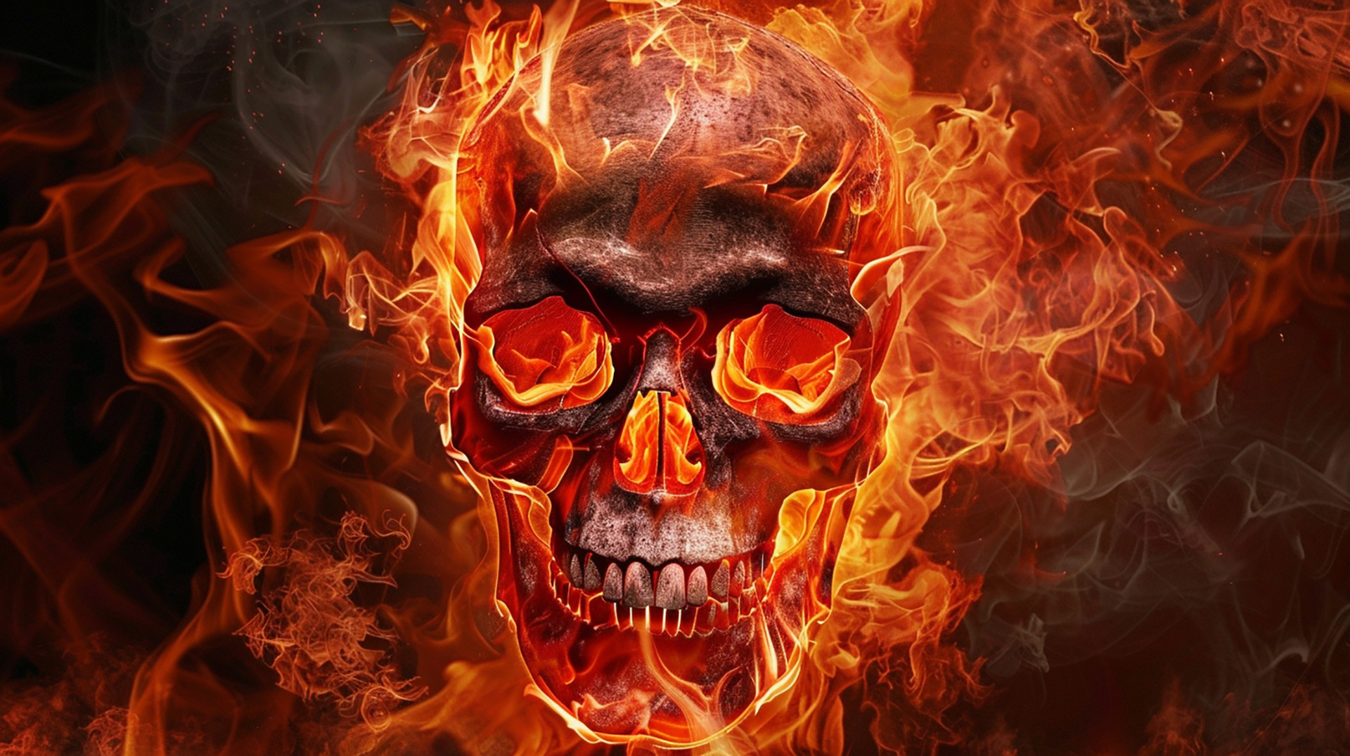 Eternal Blaze: Skull engulfed in Flames