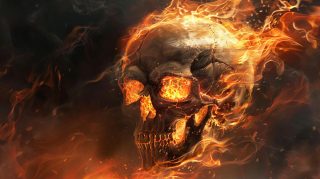 Inferno's Grin: Skull in Flames