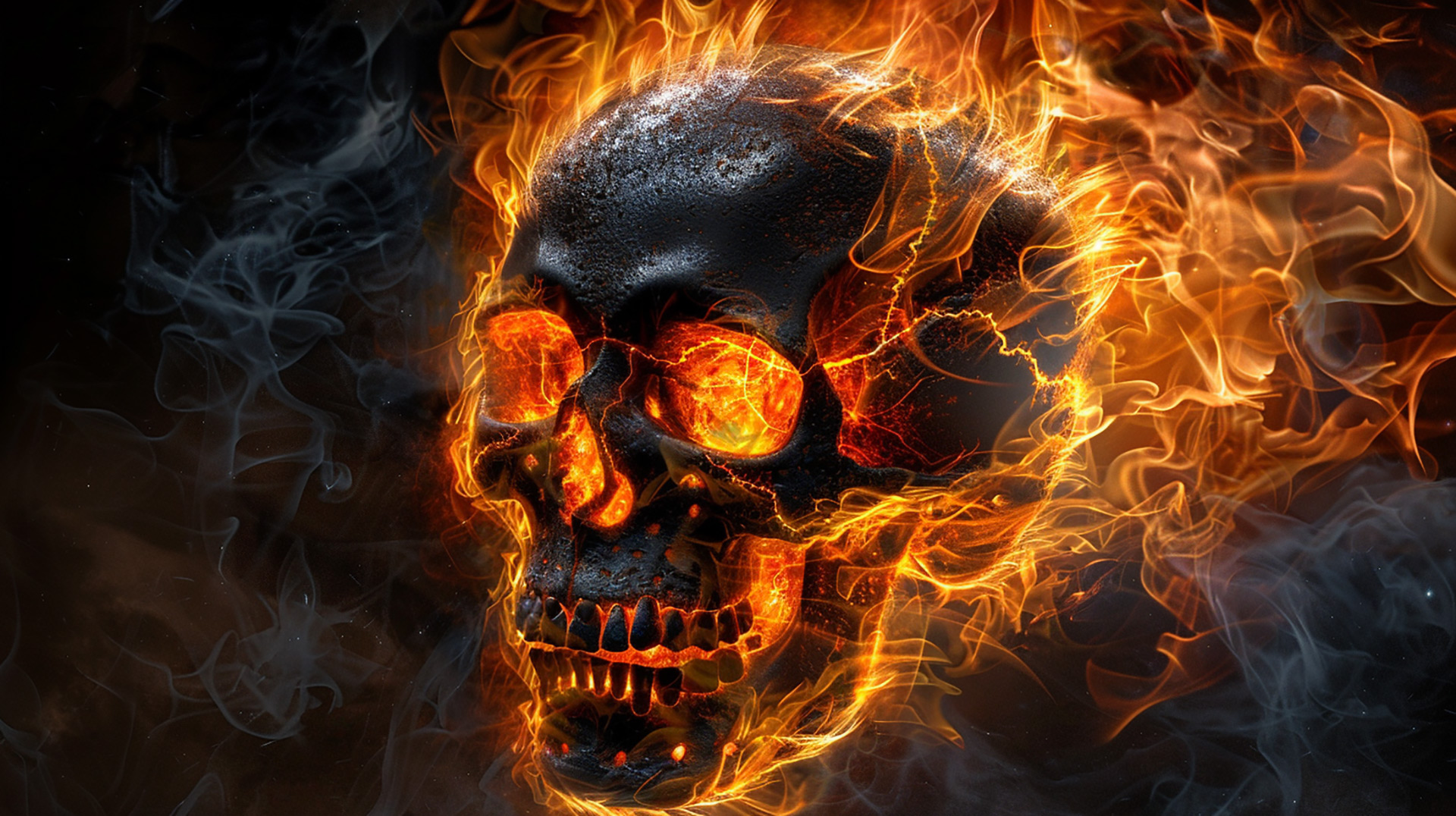 Burning Remains: Skull ablaze