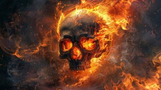 Infernal Illumination: Skull with Flames