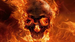 Infernal Inferno: Flaming Skull Desktop