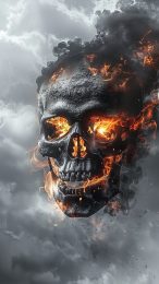 Skull engulfed in Fiery Flames Wallpaper