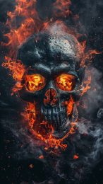 Sinister Skull with Ethereal Flames Desktop Background