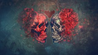 AI-Generated Skull Romance Image