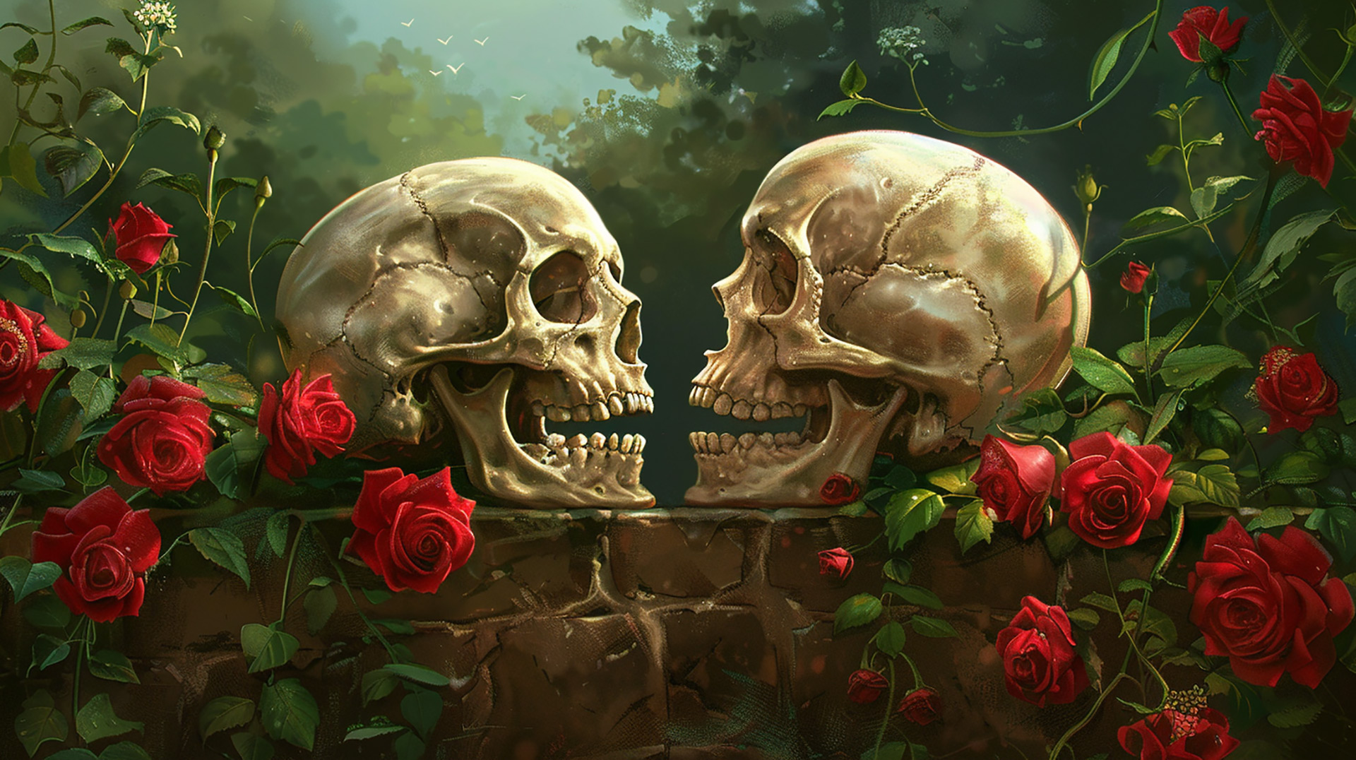 Skull Kiss: Dark Romance Wallpaper