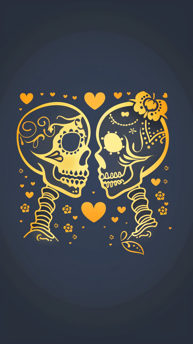 Skulls United by Love's Eternal Flame Wallpaper