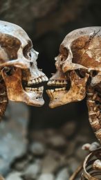 Lovebirds with Skull Heads Desktop Background