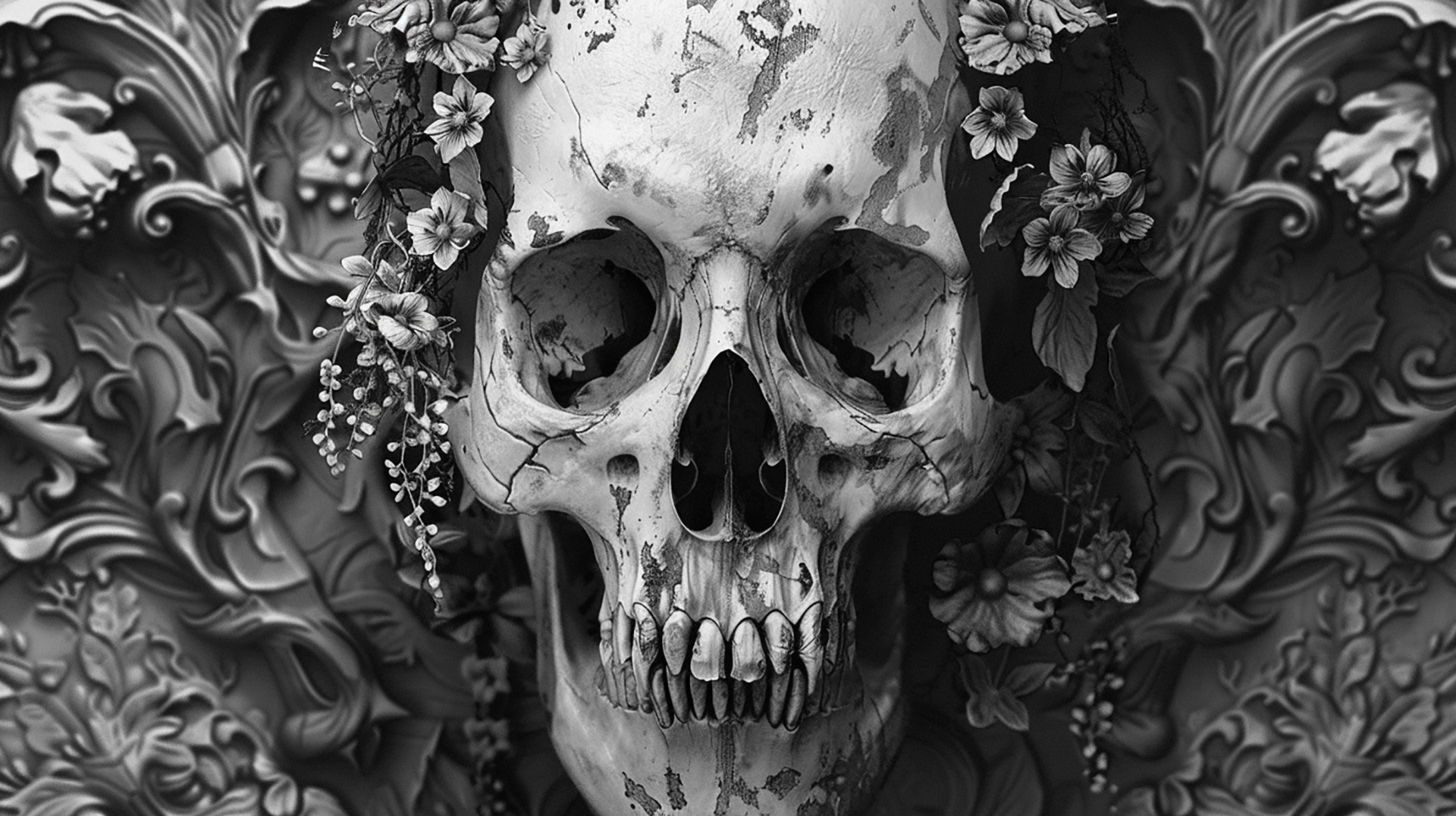 Digital Artistic Skull Design Wallpaper