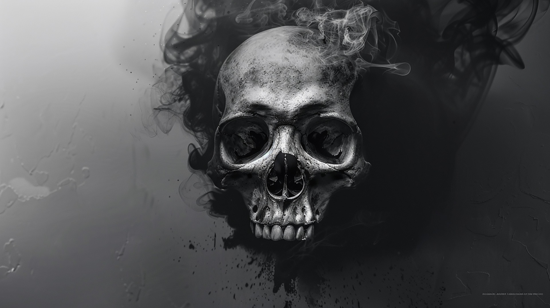 Ghostly Skull Emerging from Darkness Background