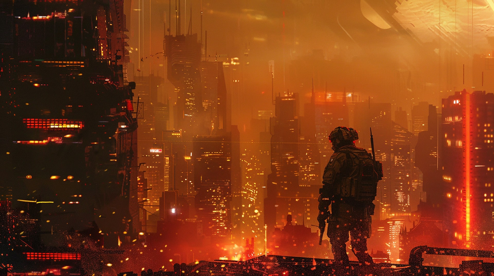 Future Guardian: Soldier 2100 New York AI Wallpaper